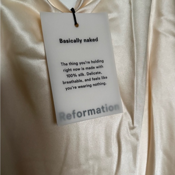 NEW NWT Reformation Agnes Silk Maxi Dress Fior Di Latte Cream NWT - Picture 10 of 11